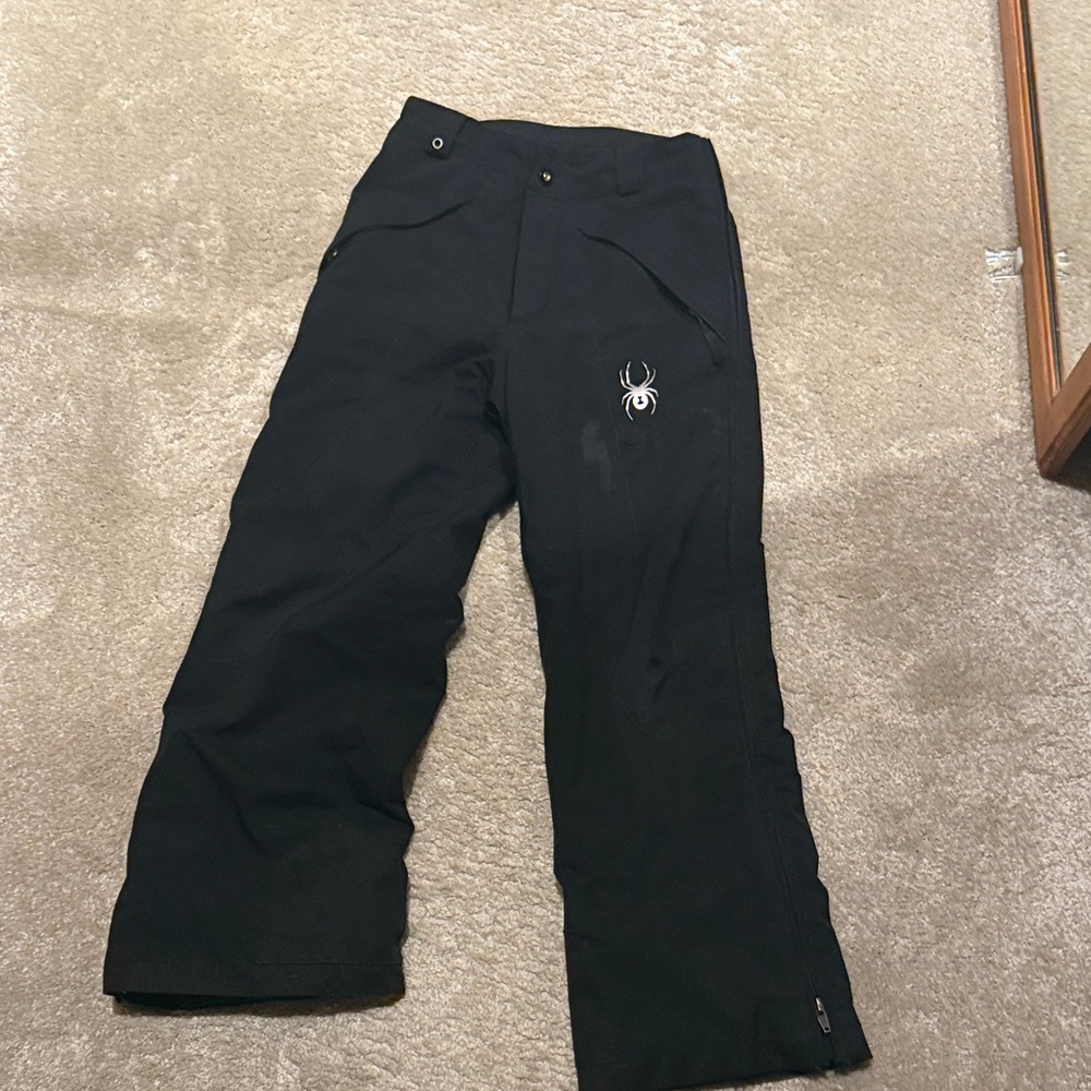 Spyder Black Kids Snow Pants with White Logo